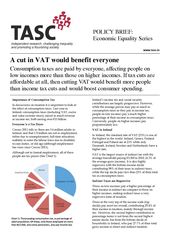 Publication cover - TASC A cut in VAT policy brief