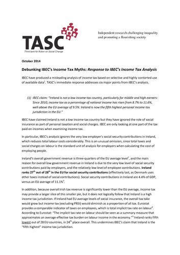 Publication cover - TASC Response to IBEC Tax Analysis