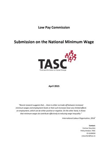 Publication cover - TASC Submission to Low Pay Commission